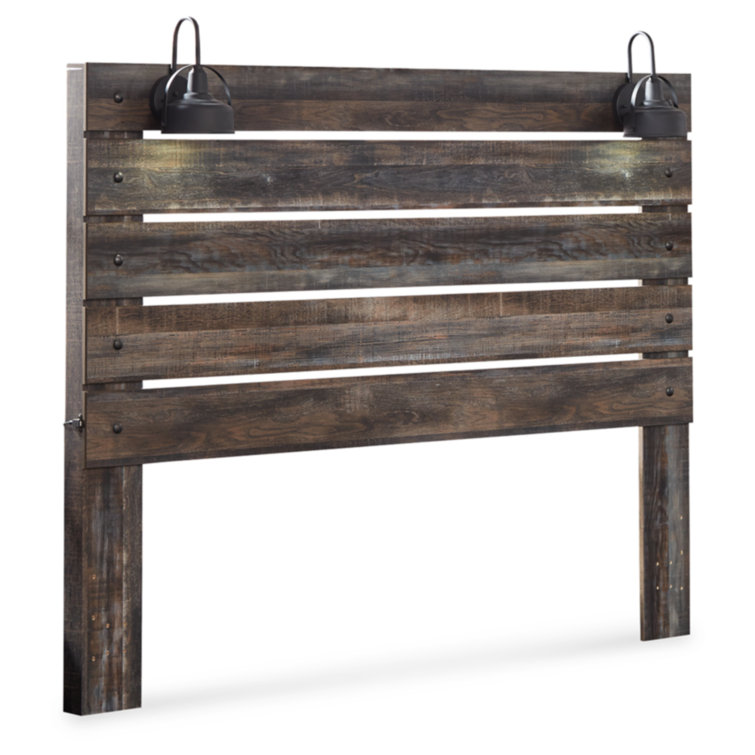 Rustic King Storage Bed with USB Charging, Brown Wood