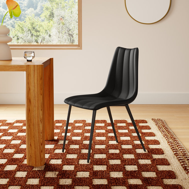 Black Faux Leather Upholstered Metal Side Chair Set