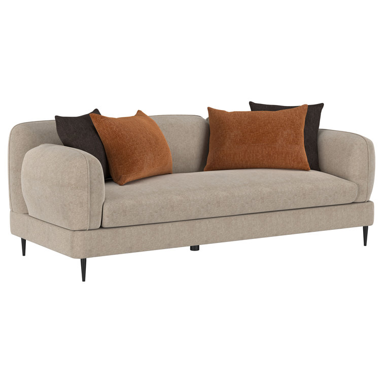 84" Green Chenille Sofa and Loveseat Set with Accent Pillows