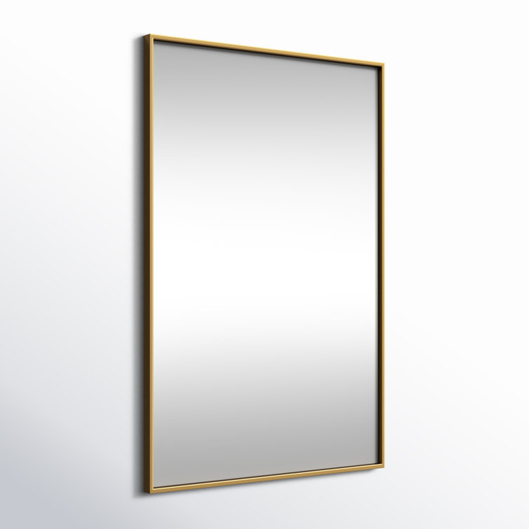 Elegant Brass Framed Full Length Rectangular Bathroom Mirror