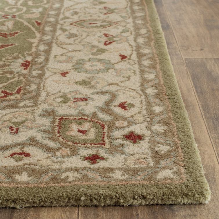 Sage and Beige Hand Tufted Wool Area Rug