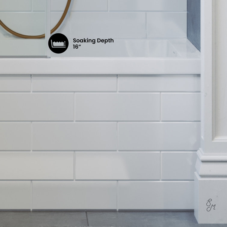Voltaire Glossy White Acrylic Alcove Bathtub with Right-Hand Drain