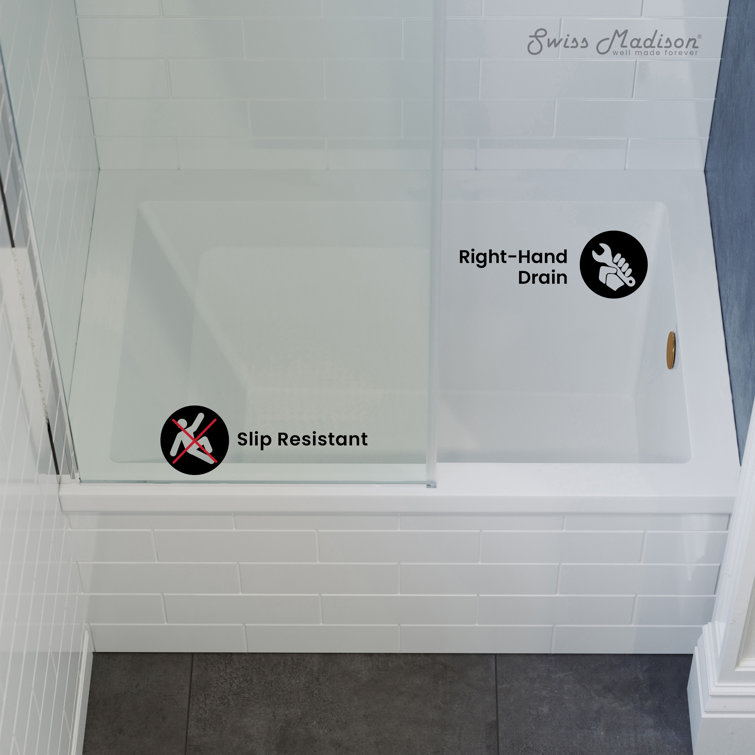 Voltaire Glossy White Acrylic Alcove Bathtub with Right-Hand Drain