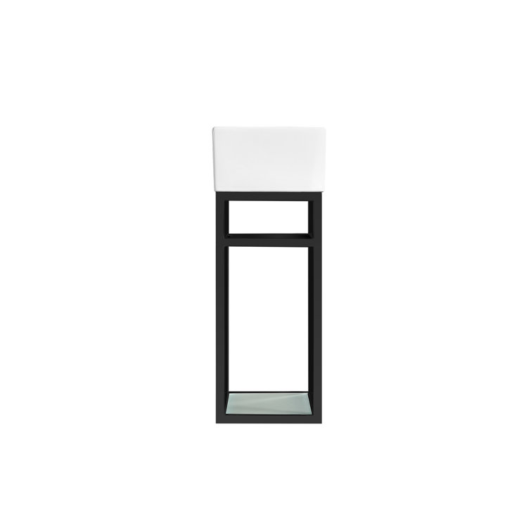 19'' Black Stainless Steel Floating Bathroom Vanity with Glossy White Ceramic Top