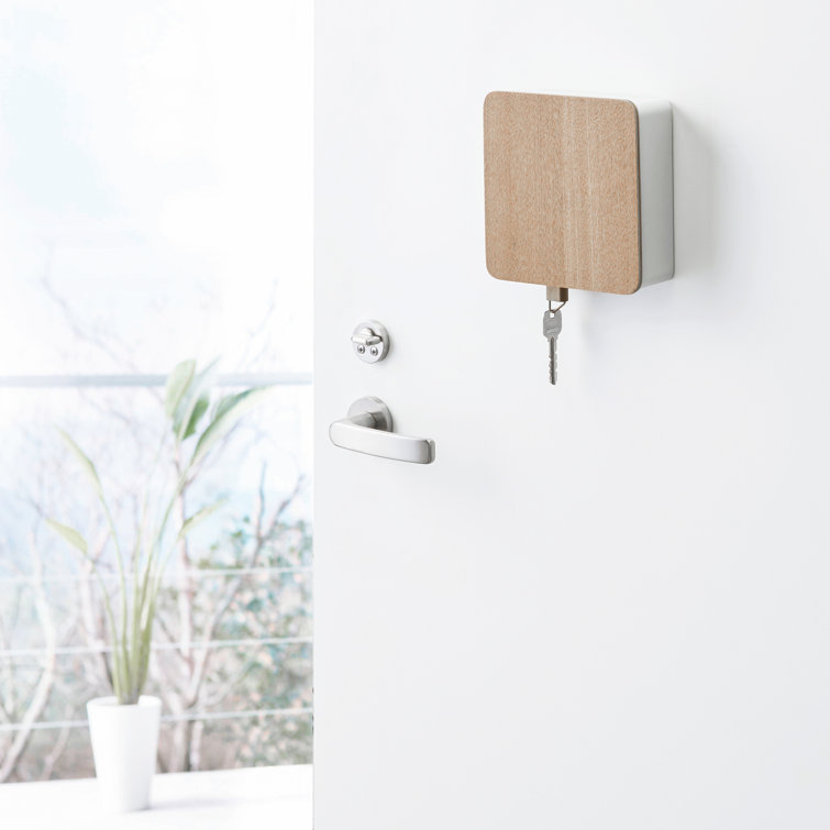 Clear-Coat Steel and Wood Wall-Mountable Key Cabinet