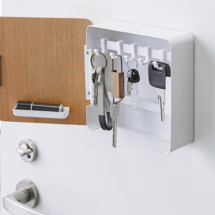 Clear-Coat Steel and Wood Wall-Mountable Key Cabinet