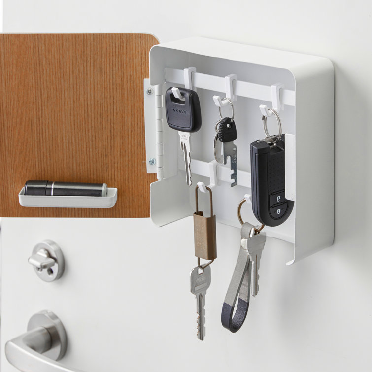 Clear-Coat Steel and Wood Wall-Mountable Key Cabinet