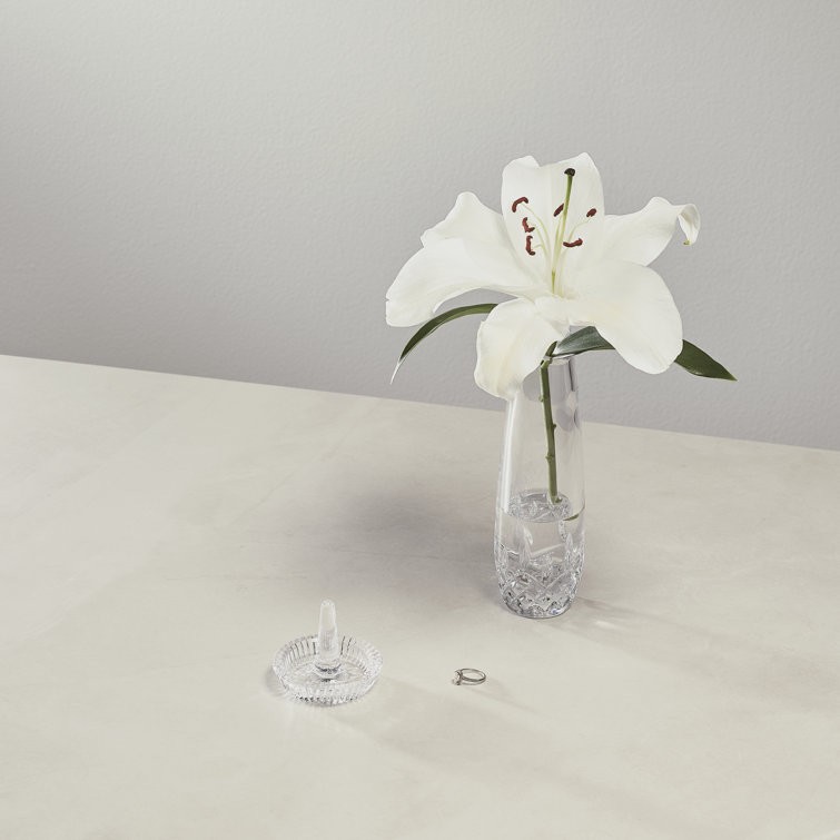 Elegant Crystal Bud Vase with Lismore Diamond Cuts 9.4"H