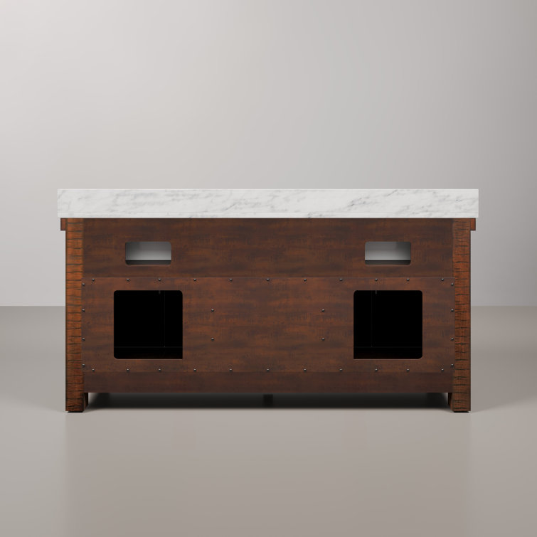 Paisley 72'' Rustic Sienna Hardwood Double Vanity with Marble Top