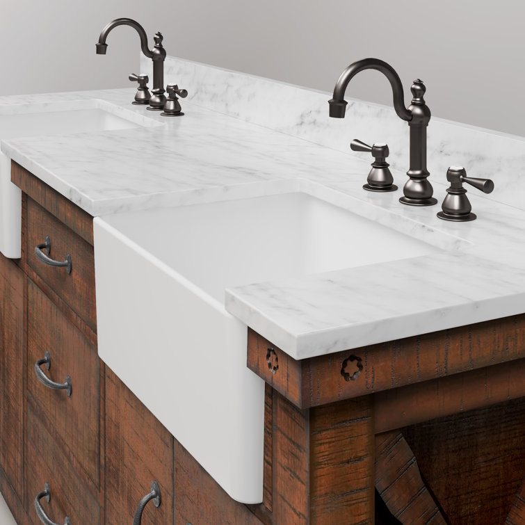 Paisley 72'' Rustic Sienna Hardwood Double Vanity with Marble Top