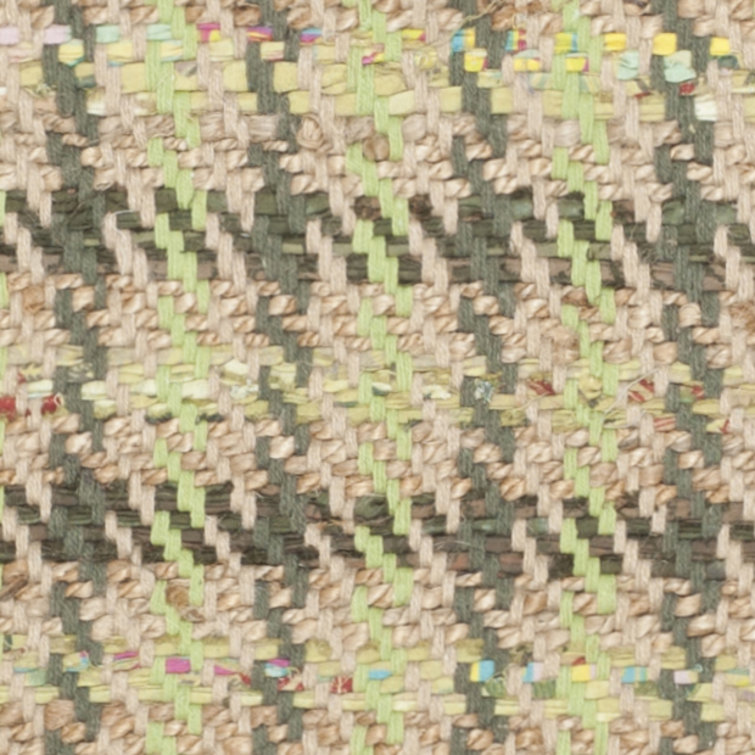 Green and Natural Cotton Flat Woven Reversible 4' x 6' Rug