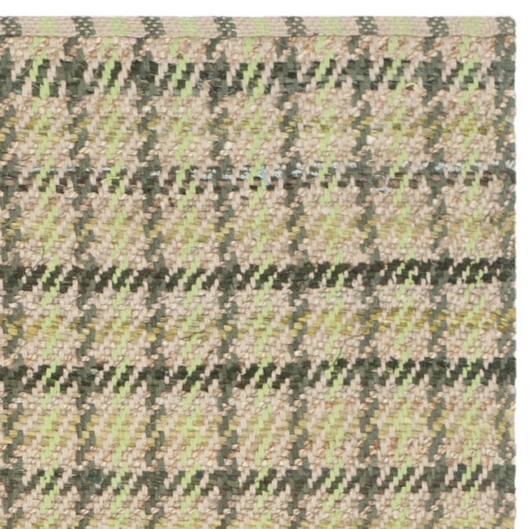 Green and Natural Cotton Flat Woven Reversible 4' x 6' Rug