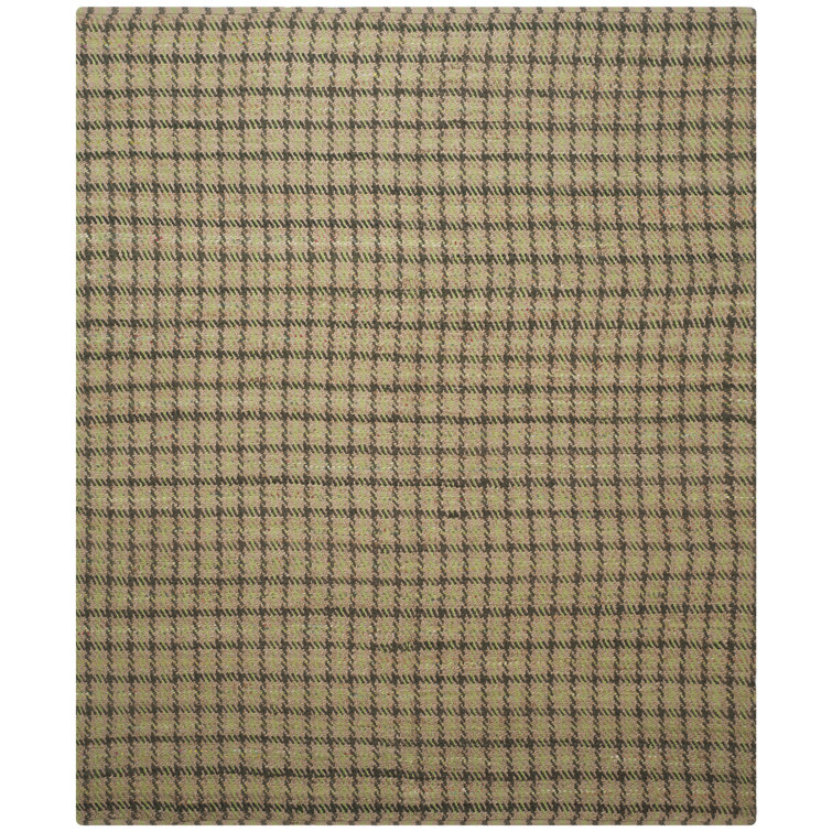 Green and Natural Cotton Flat Woven Reversible 4' x 6' Rug