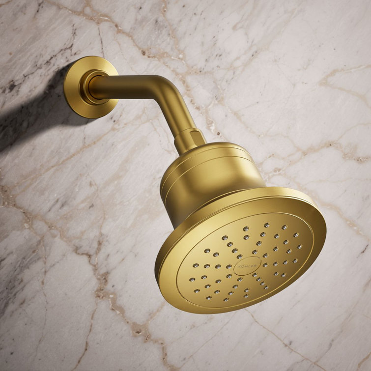 Vibrant Brushed Brass Wall Mounted Filtered Showerhead