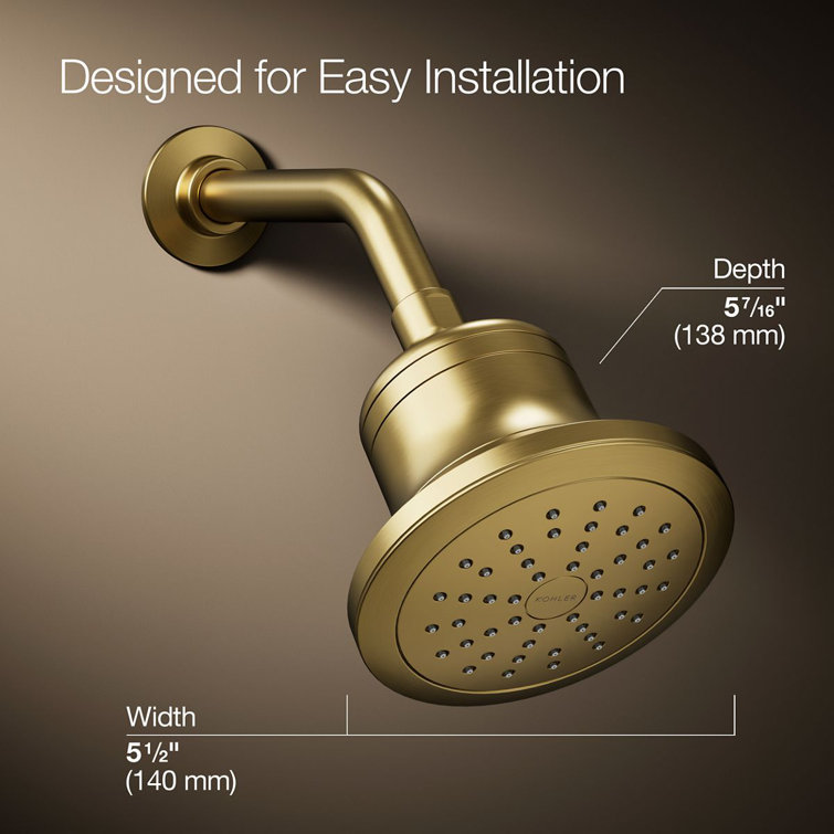 Vibrant Brushed Brass Wall Mounted Filtered Showerhead
