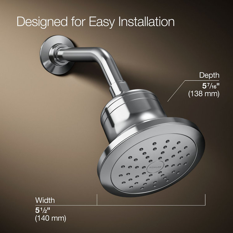 Polished Chrome Wall Mounted Rain Showerhead with Filter