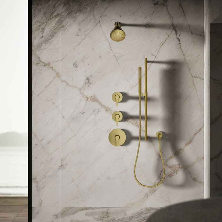 Vibrant Brushed Brass Wall Mounted Filtered Showerhead