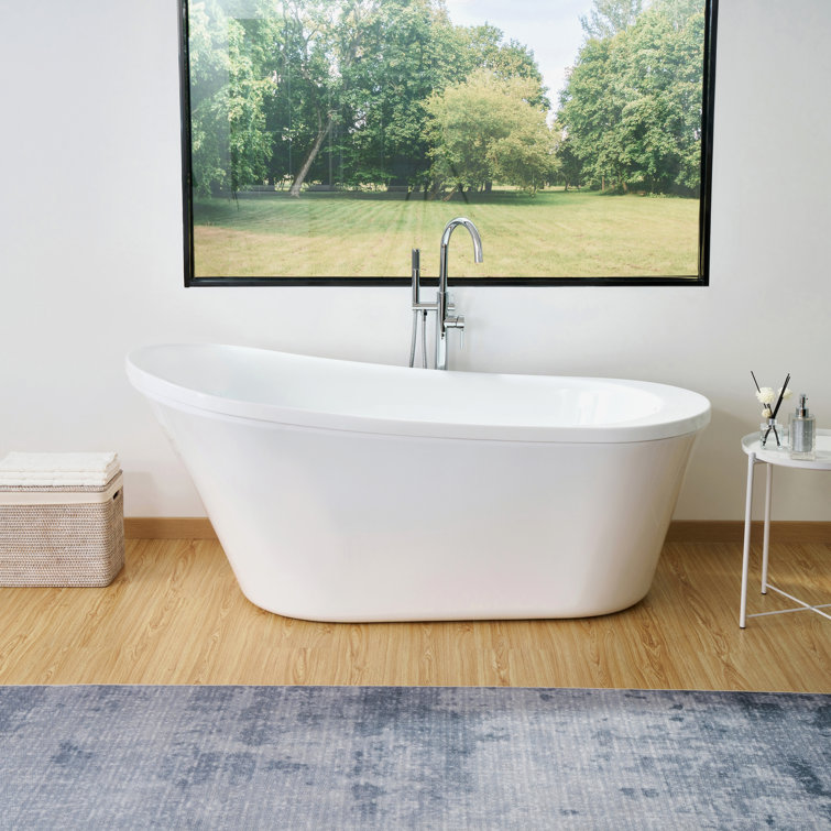Vanity Art 70" White Acrylic Freestanding Soaking Bathtub