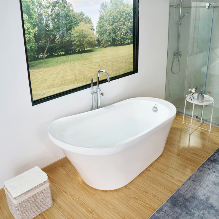 Vanity Art 70" White Acrylic Freestanding Soaking Bathtub