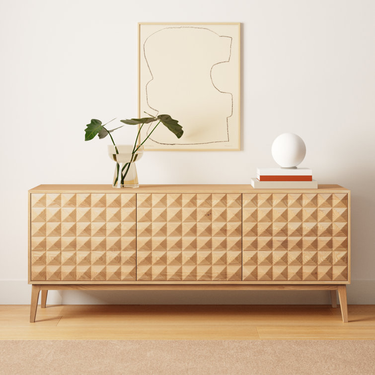 Santino 71'' Oak Mid-Century Modern Pyramid Sideboard