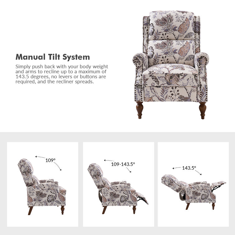 Ariany Floral Manual Recliner with Nailheads