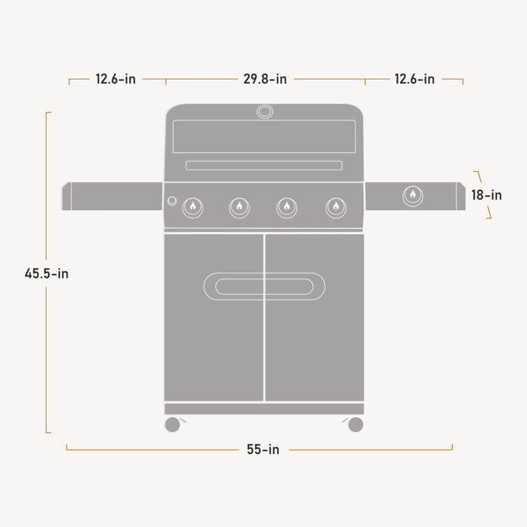 Mesa Black Stainless Steel 4-Burner Propane Gas Grill with Side Burner