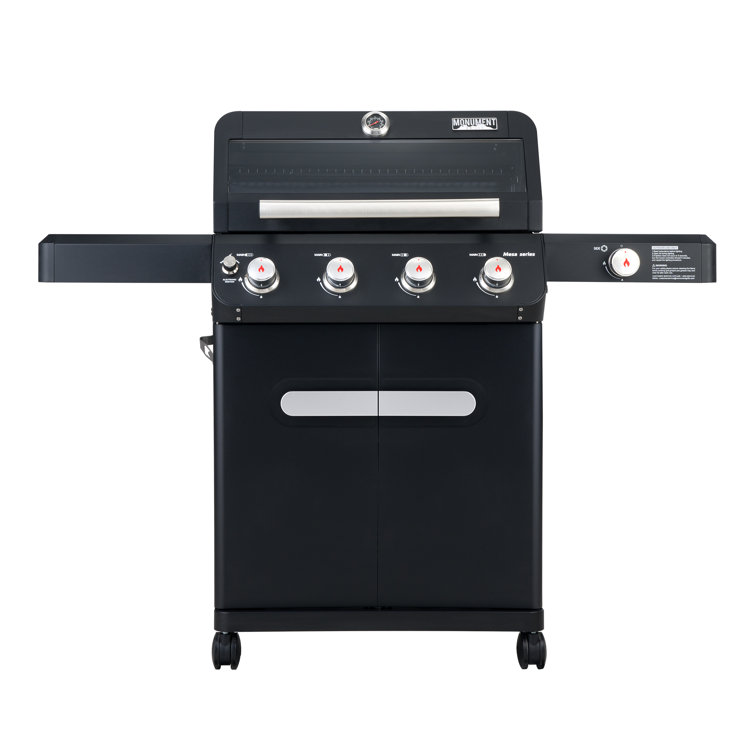 Mesa Black Stainless Steel 4-Burner Propane Gas Grill with Side Burner