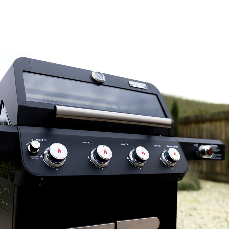 Mesa Black Stainless Steel 4-Burner Propane Gas Grill with Side Burner