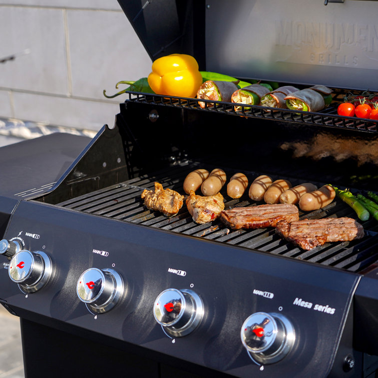 Mesa Black Stainless Steel 4-Burner Propane Gas Grill with Side Burner