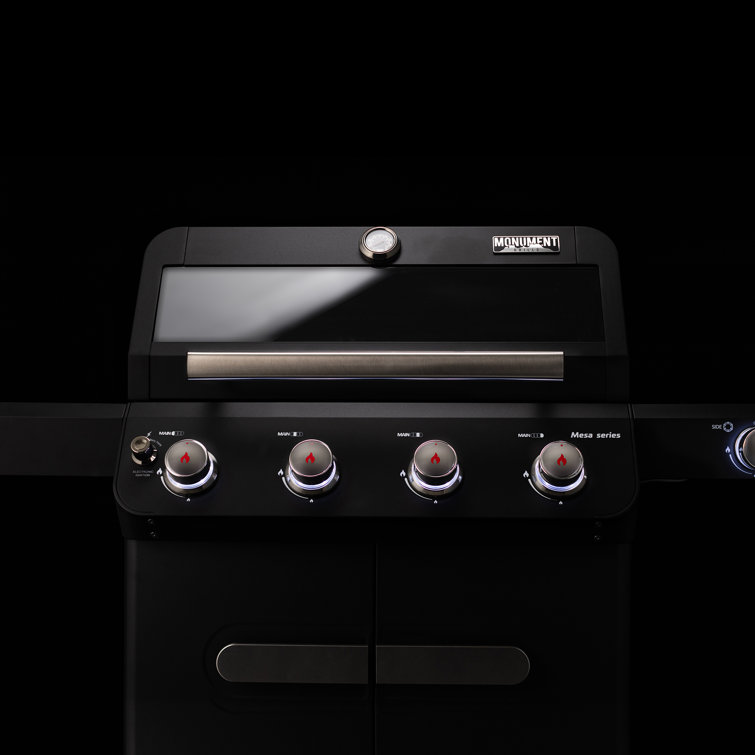Mesa Black Stainless Steel 4-Burner Propane Gas Grill with Side Burner