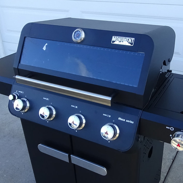 Mesa Black Stainless Steel 4-Burner Propane Gas Grill with Side Burner