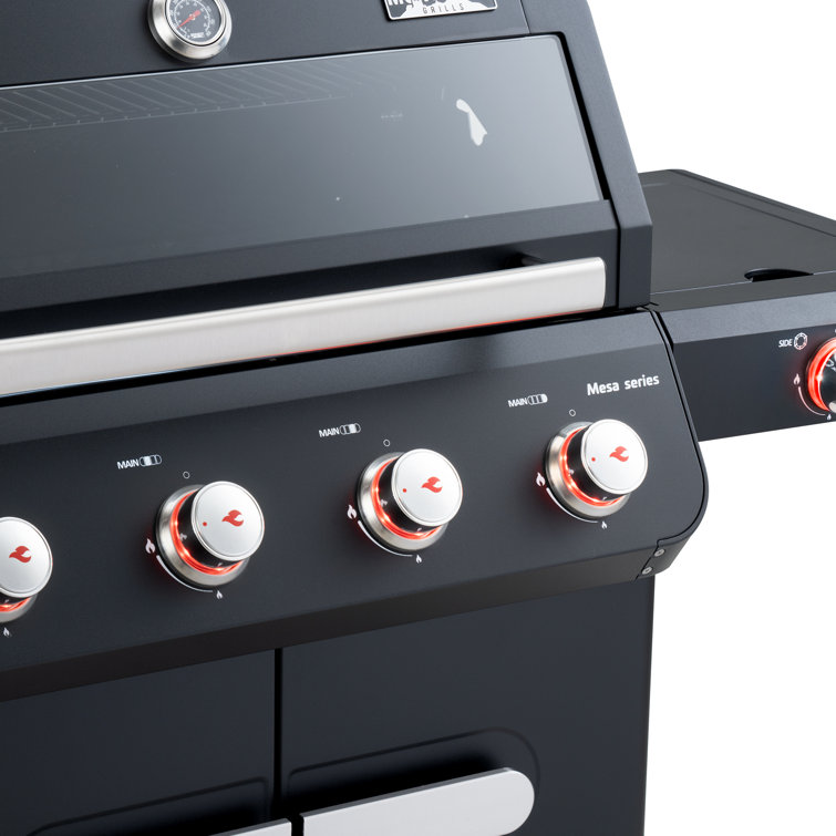 Mesa Black Stainless Steel 4-Burner Propane Gas Grill with Side Burner