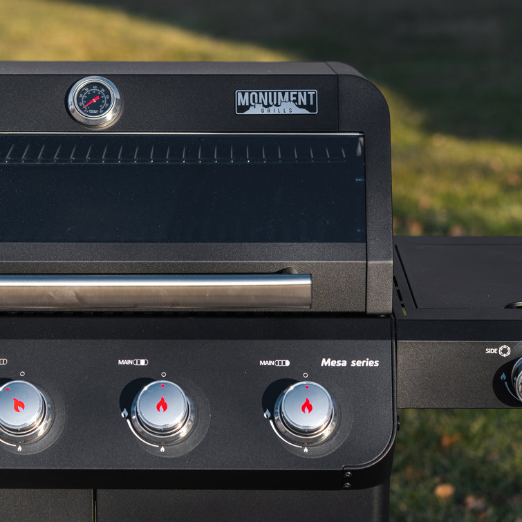 Mesa Black Stainless Steel 4-Burner Propane Gas Grill with Side Burner