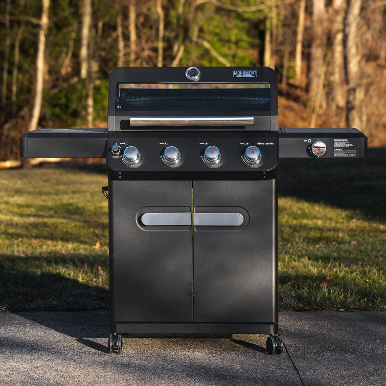 Mesa Black Stainless Steel 4-Burner Propane Gas Grill with Side Burner