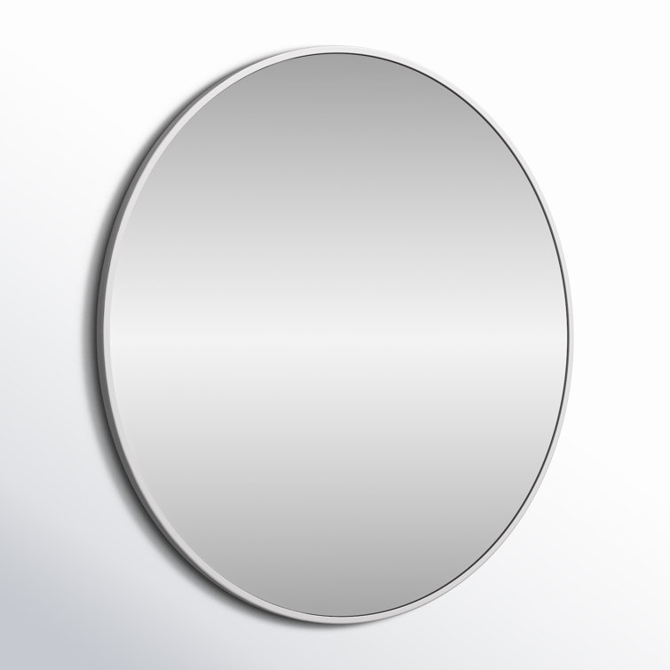 Silver Round Metal Frame Wall Mirror 32"