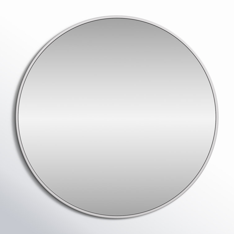 Silver Round Metal Frame Wall Mirror 32"