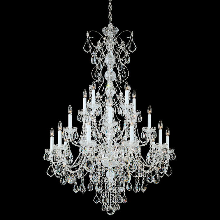 Antique Silver Heritage Crystal 20-Light Candle Chandelier