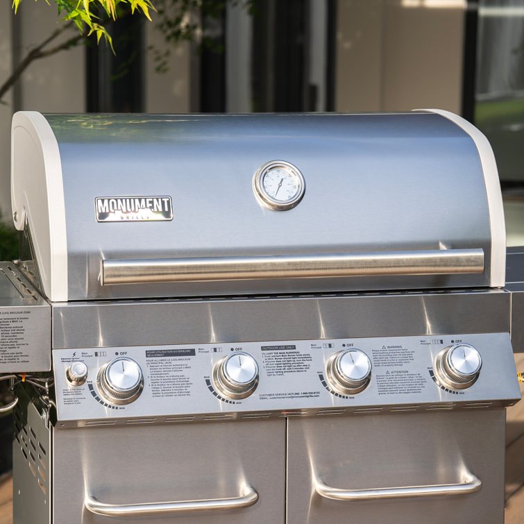 Stainless Steel 4-Burner Propane Gas Grill with Infrared Side Burner