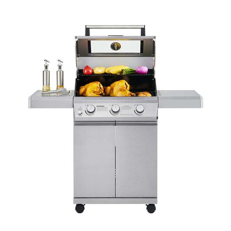 Mesa 300 Stainless Steel 3-Burner Propane Gas Grill with Side Burner