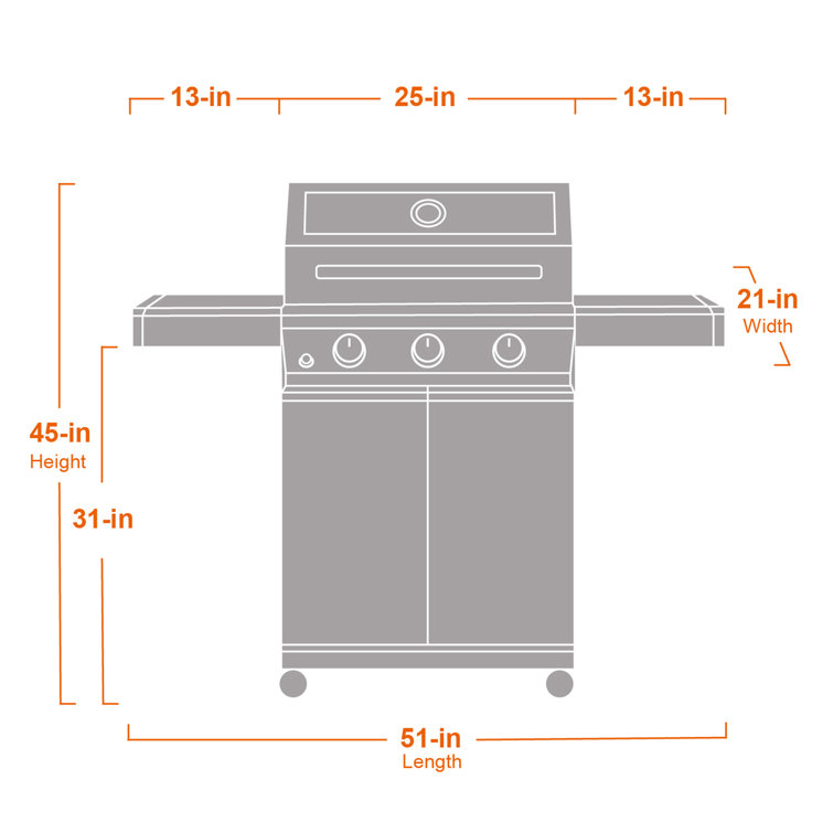 Mesa 300 Stainless Steel 3-Burner Propane Gas Grill with Side Burner