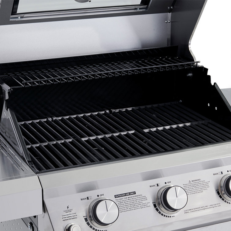 Mesa 300 Stainless Steel 3-Burner Propane Gas Grill with Side Burner