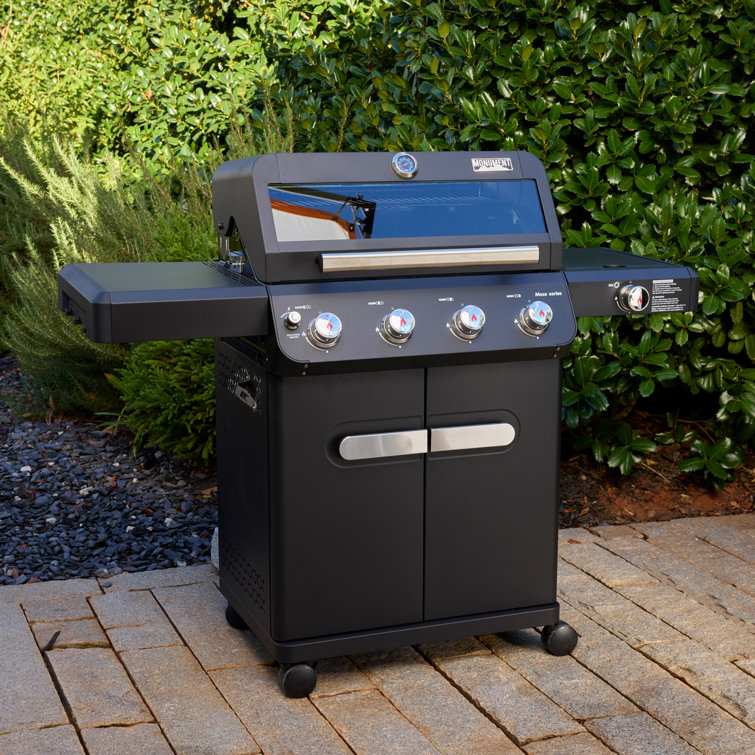 Mesa Black Stainless Steel 4-Burner Propane Gas Grill with Side Burner