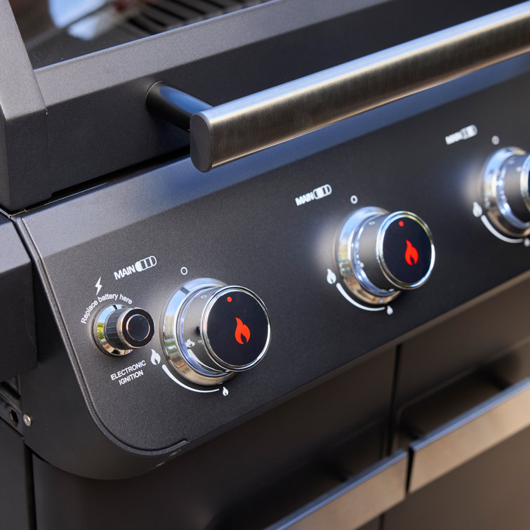 Mesa Black Stainless Steel 4-Burner Propane Gas Grill with Side Burner
