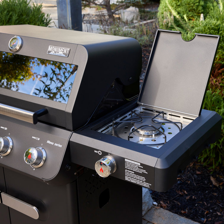 Mesa Black Stainless Steel 4-Burner Propane Gas Grill with Side Burner