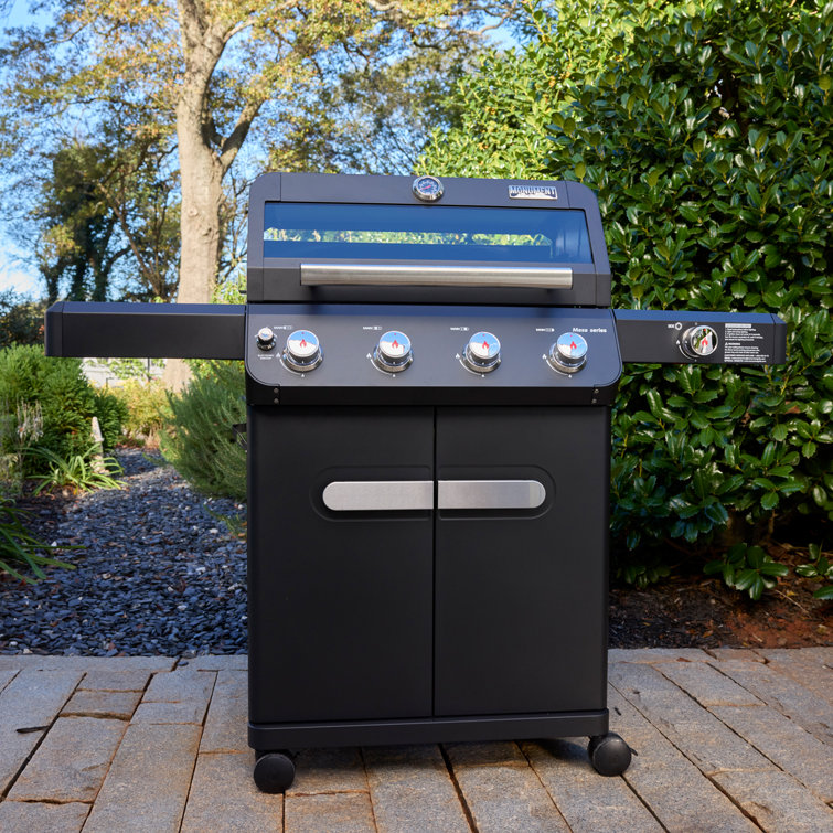 Mesa Black Stainless Steel 4-Burner Propane Gas Grill with Side Burner