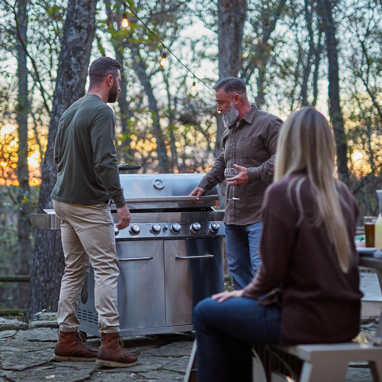 Monument 6-Burner Stainless Steel Propane Gas Grill with Side Burner