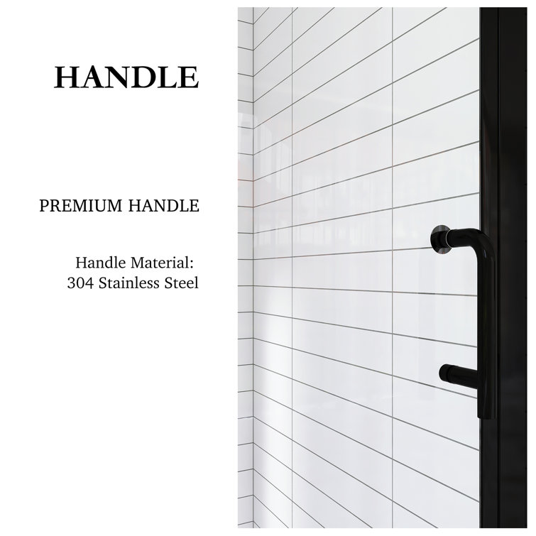 Matte Black Semi-Frameless Hinged Shower Door with Clear Glass