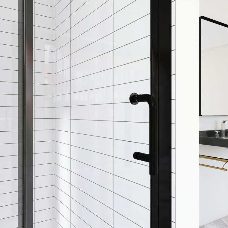 Matte Black Semi-Frameless Hinged Shower Door with Clear Glass