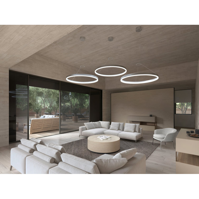 Bright Satin Aluminum 31.5" Modern LED Ring Pendant