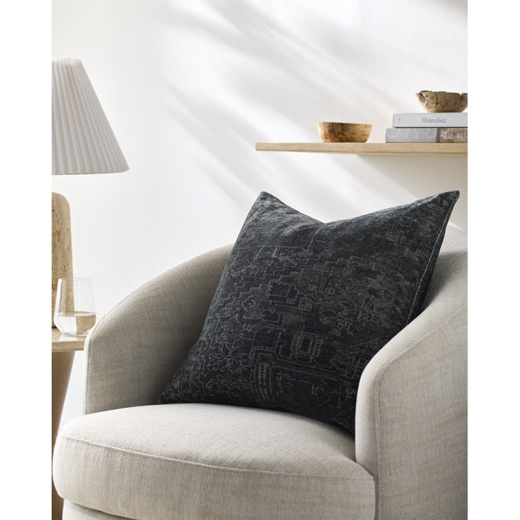 Gray Cotton Vintage Pattern Accent Pillow 18" x 18"